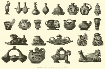 Earthenware vessels, Period of the Incas by Edouard Riou